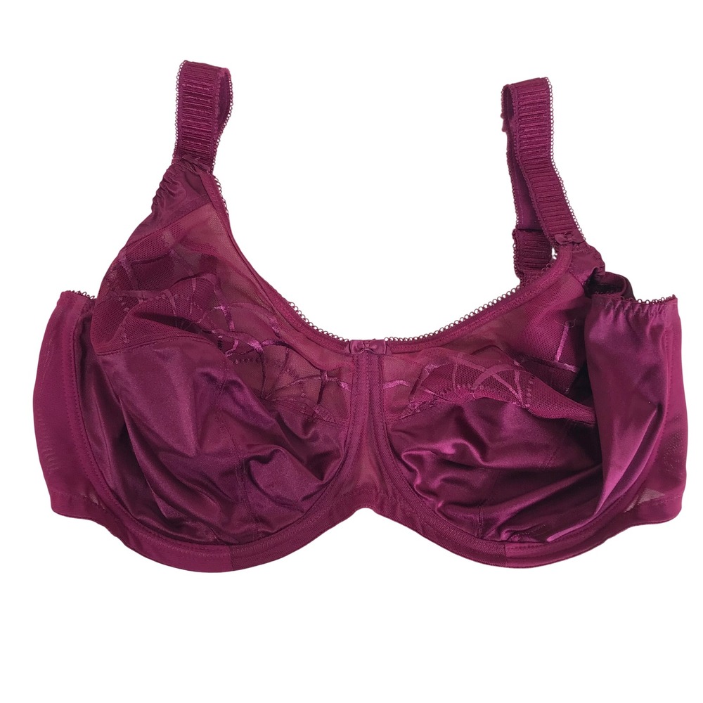 Elomi Cate Full Coverage Underwire Bra Berry Wine Embroidered EL4030BEY US 36K